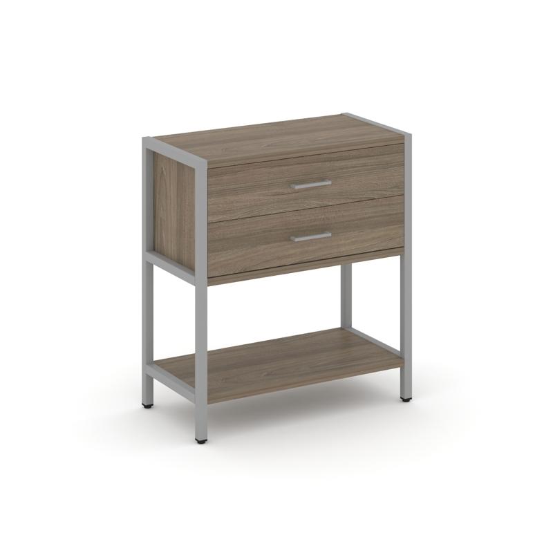 Shelf System Односекционный стеллаж двухярусный с ящиками SN.STM-212 Вяз Благородный/Металл Серый 81