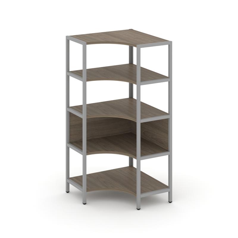 Shelf System Односекционный угловой стеллаж четырехярусный SN.STMU-411 Вяз Благородный/Металл Серый