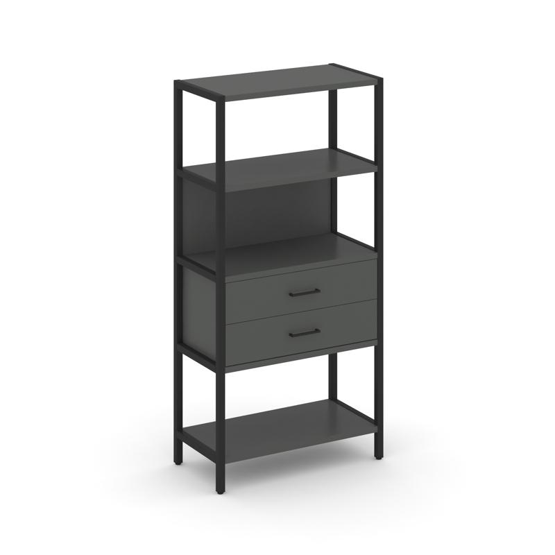 Shelf System Односекционный стеллаж четырехярусный с ящиками SN.STM-412 Антрацит/Металл Черный 810*4