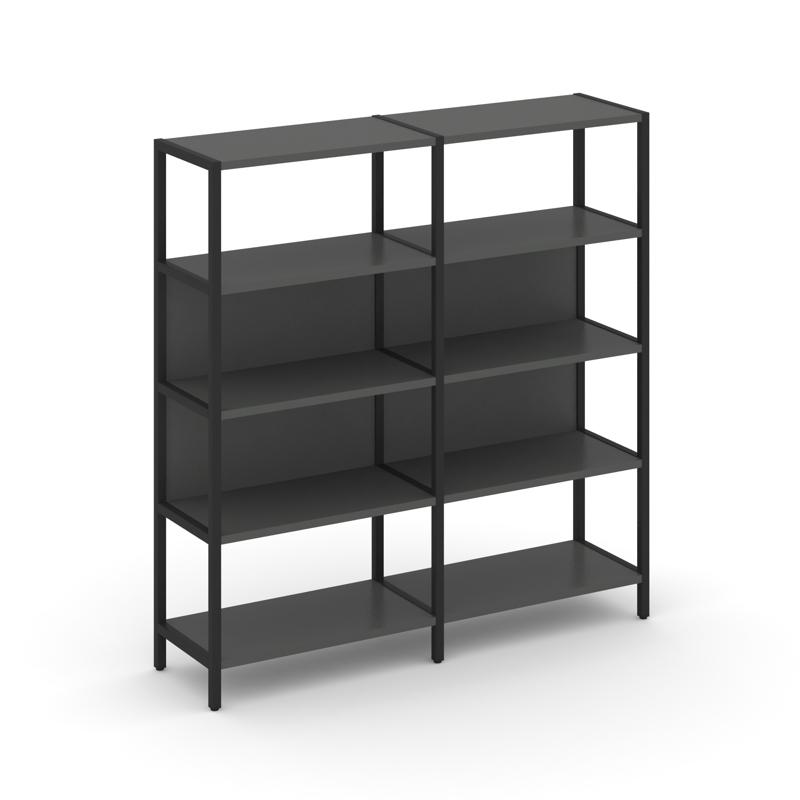 Shelf System Двухсекционный стеллаж четырехярусный SN.STM-421 Антрацит/Металл Черный 1590*400*1613