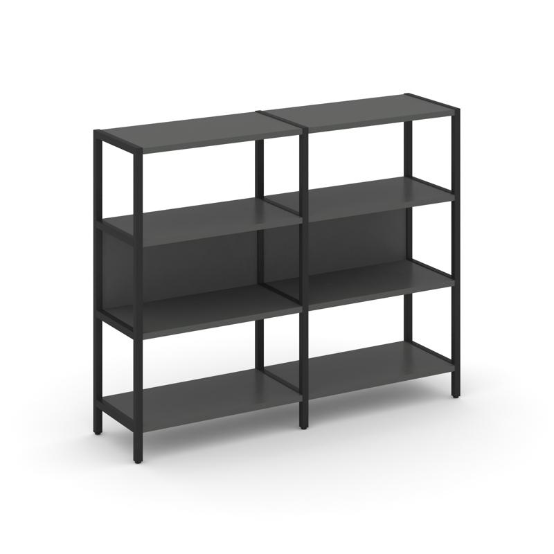 Shelf System Двухсекционный стеллаж трехярусный SN.STM-321 Антрацит/Металл Черный 1590*400*1246