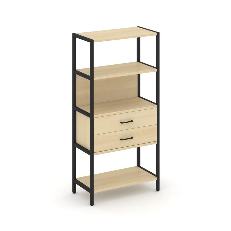 Shelf System Односекционный стеллаж четырехярусный с ящиками SN.STM-412 Акация Лорка/Металл Черный 8