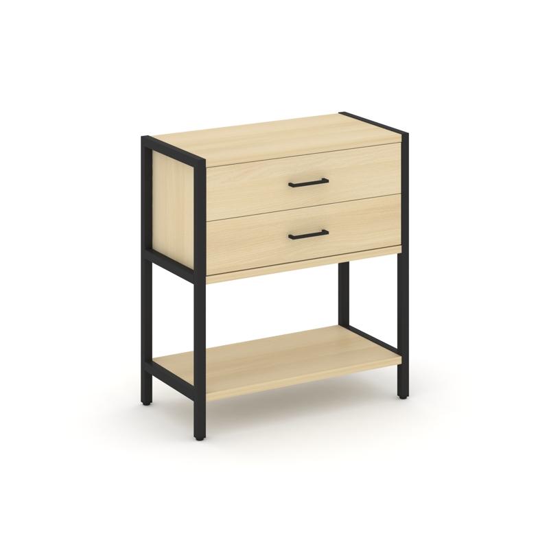 Shelf System Односекционный стеллаж двухярусный с ящиками SN.STM-212 Акация Лорка/Металл Черный 810*