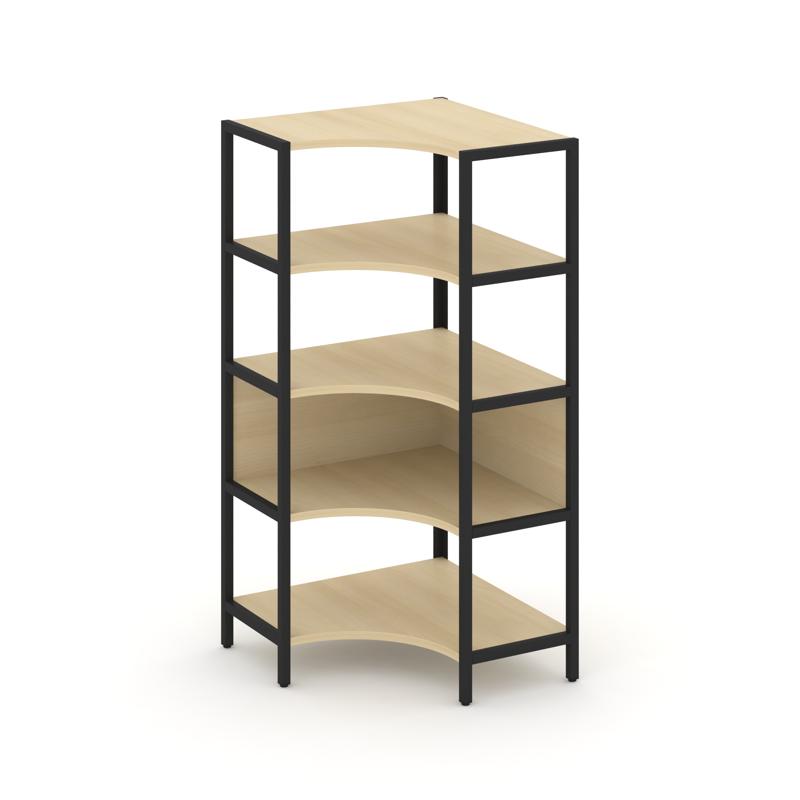 Shelf System Односекционный угловой стеллаж четырехярусный SN.STMU-411 Акация Лорка/Металл Черный 81