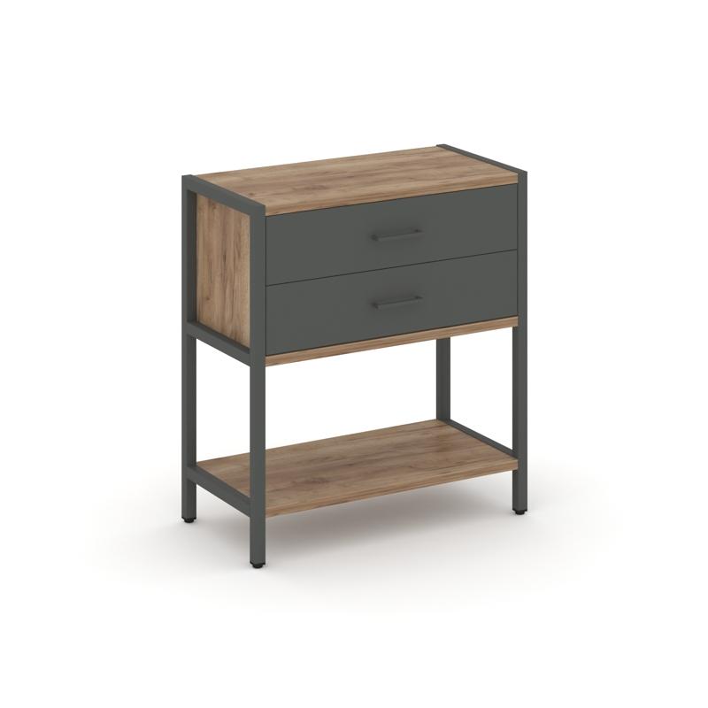 Shelf System Односекционный стеллаж двухярусный с ящиками SN.STM-212 Дуб Табак/Антрацит/Металл Антра