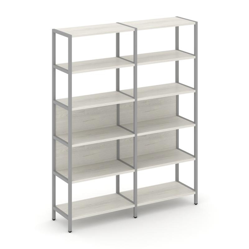 Shelf System Двухсекционный стеллаж пятиярусный SN.STM-521 Дуб Наварра/Металл Серый 1590*400*1980