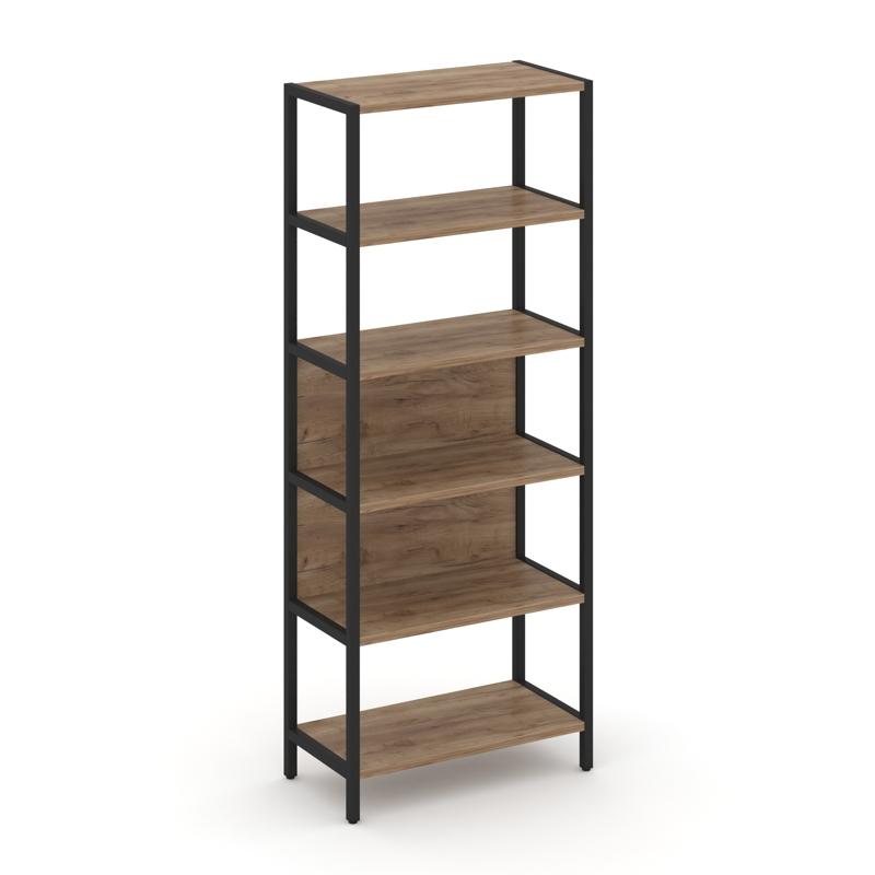 Shelf System Односекционный стеллаж пятиярусный SN.STM-511 Дуб Табак/Металл Черный 810*400*1980