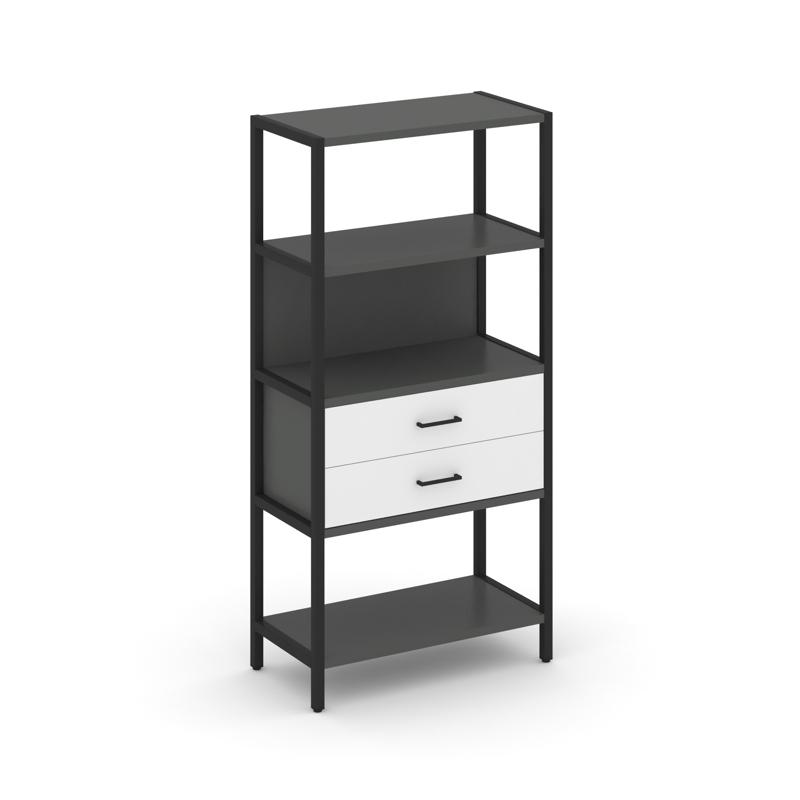 Shelf System Односекционный стеллаж четырехярусный с ящиками SN.STM-412 Антрацит/Белый/Металл Черный