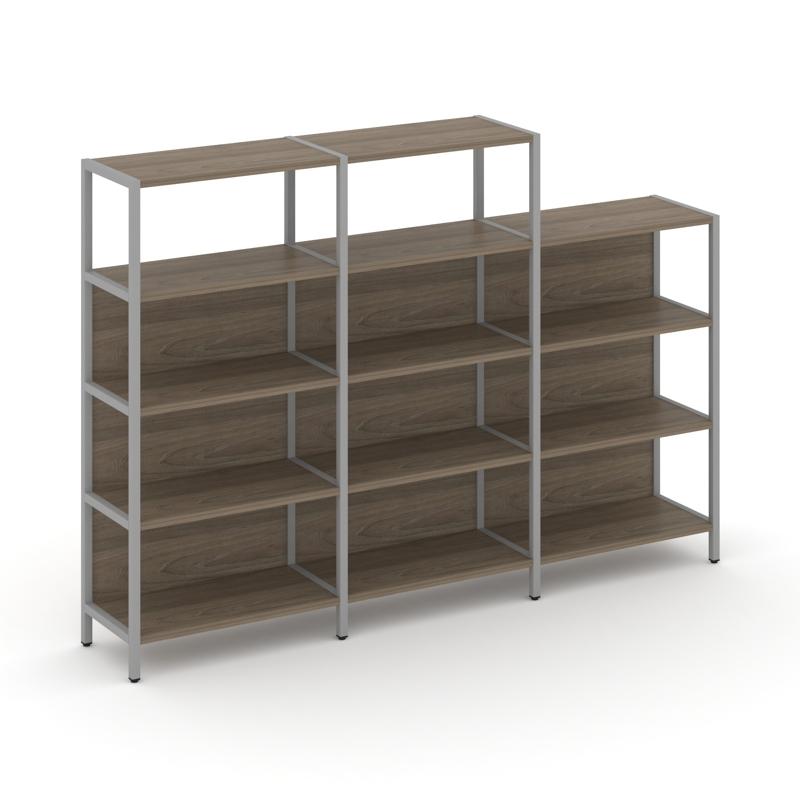 Shelf System Трехсекционный стеллаж четырех/трехярусный SN.STM-432 Вяз Благородный/Металл Серый 2370