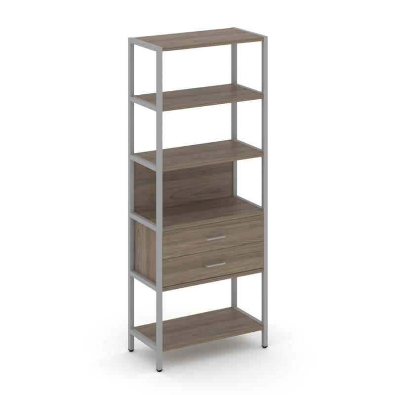 Shelf System Односекционный стеллаж пятиярусный с ящиками SN.STM-512 Вяз Благородный/Металл Серый 81