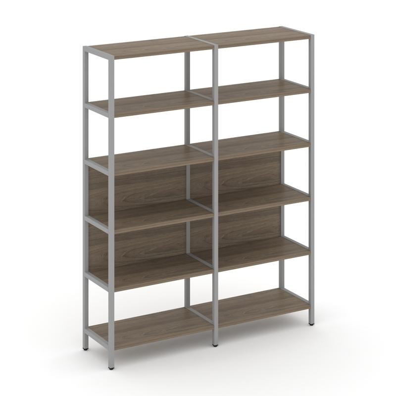Shelf System Двухсекционный стеллаж пятиярусный SN.STM-521 Вяз Благородный/Металл Серый 1590*400*198
