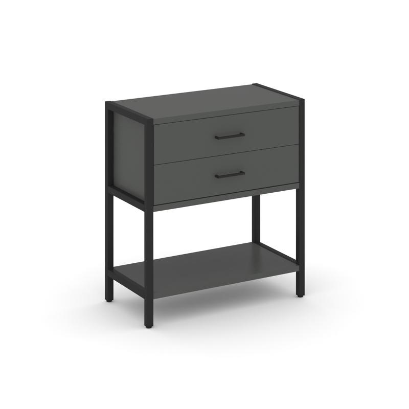 Shelf System Односекционный стеллаж двухярусный с ящиками SN.STM-212 Антрацит/Металл Черный 810*400*