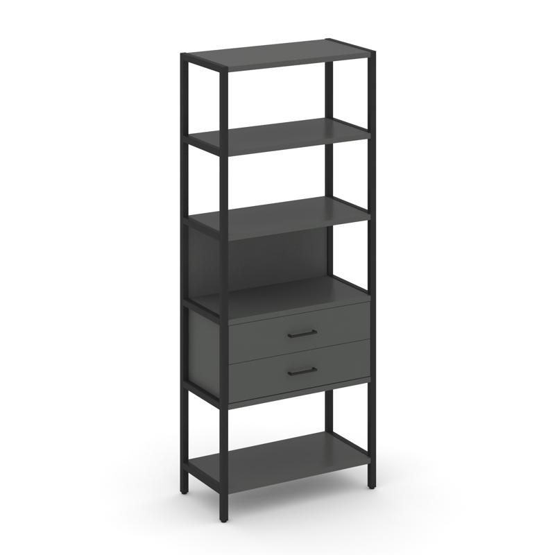 Shelf System Односекционный стеллаж пятиярусный с ящиками SN.STM-512 Антрацит/Металл Черный 810*400*