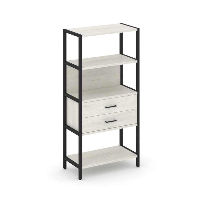 Shelf System Односекционный стеллаж четырехярусный с ящиками SN.STM-412 Дуб Наварра/Металл Черный 81