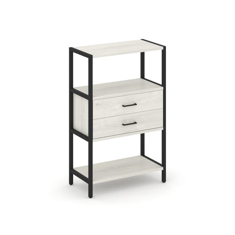 Shelf System Односекционный стеллаж трехярусный с ящиками SN.STM-312 Дуб Наварра/Металл Черный 810*4