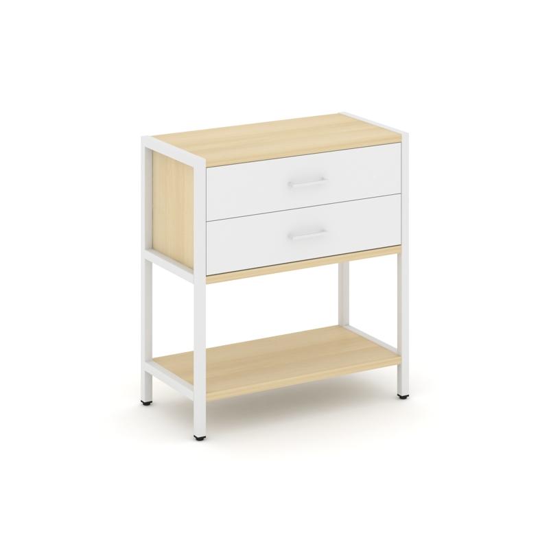 Shelf System Односекционный стеллаж двухярусный с ящиками SN.STM-212 Акация Лорка/Белый/Металл Белый