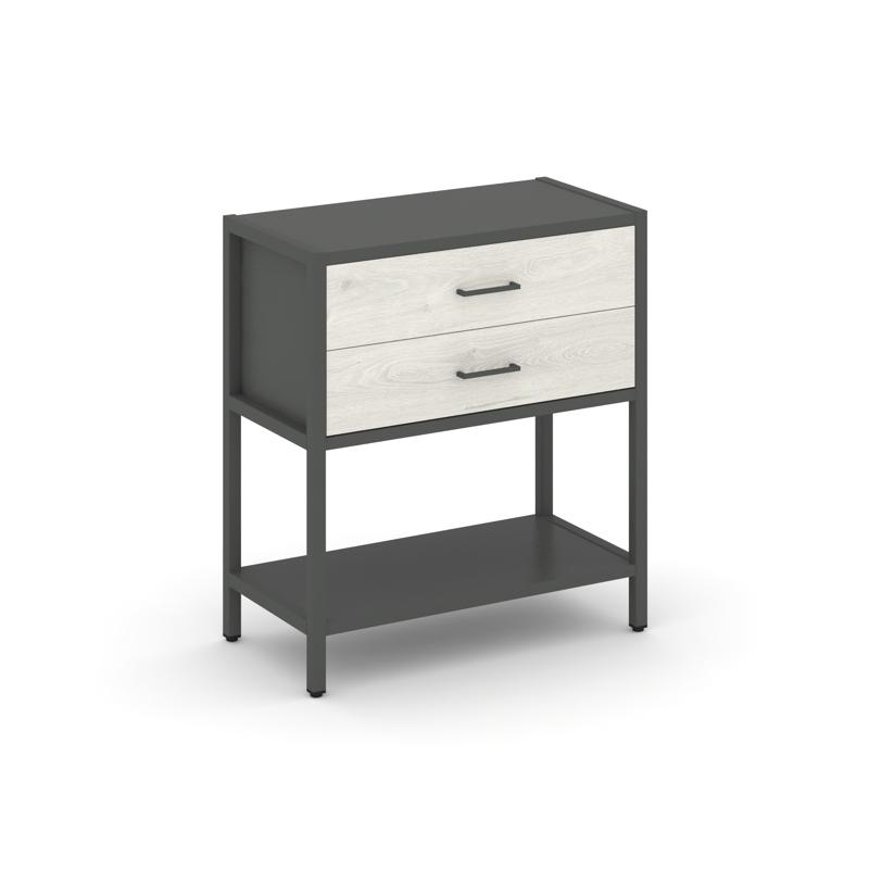 Shelf System Односекционный стеллаж двухярусный с ящиками SN.STM-212 Антрацит/Дуб Наварра/Металл Ант