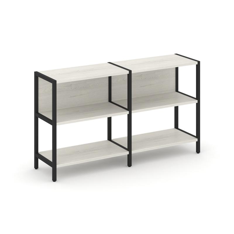 Shelf System Двухсекционный стеллаж двухярусный SN.STM-221 Дуб Наварра/Металл Черный 1590*400*879