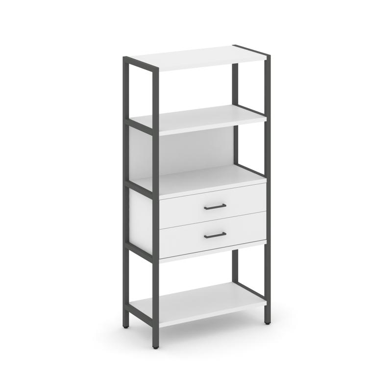 Shelf System Односекционный стеллаж четырехярусный с ящиками SN.STM-412 Белый/Металл Антрацит 810*40