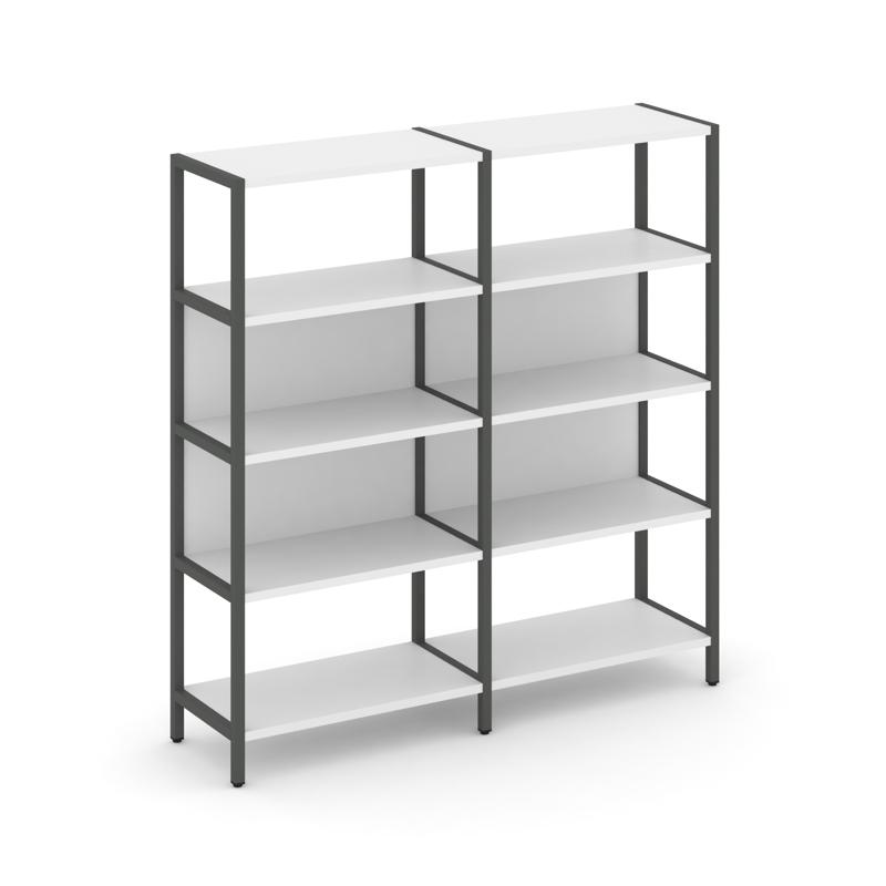 Shelf System Двухсекционный стеллаж четырехярусный SN.STM-421 Белый/Металл Антрацит 1590*400*1613