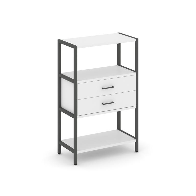 Shelf System Односекционный стеллаж трехярусный с ящиками SN.STM-312 Белый/Металл Антрацит 810*400*1