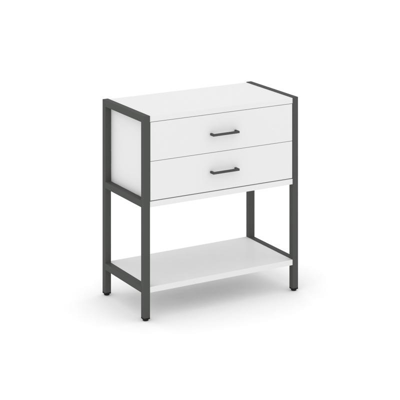 Shelf System Односекционный стеллаж двухярусный с ящиками SN.STM-212 Белый/Металл Антрацит 810*400*8