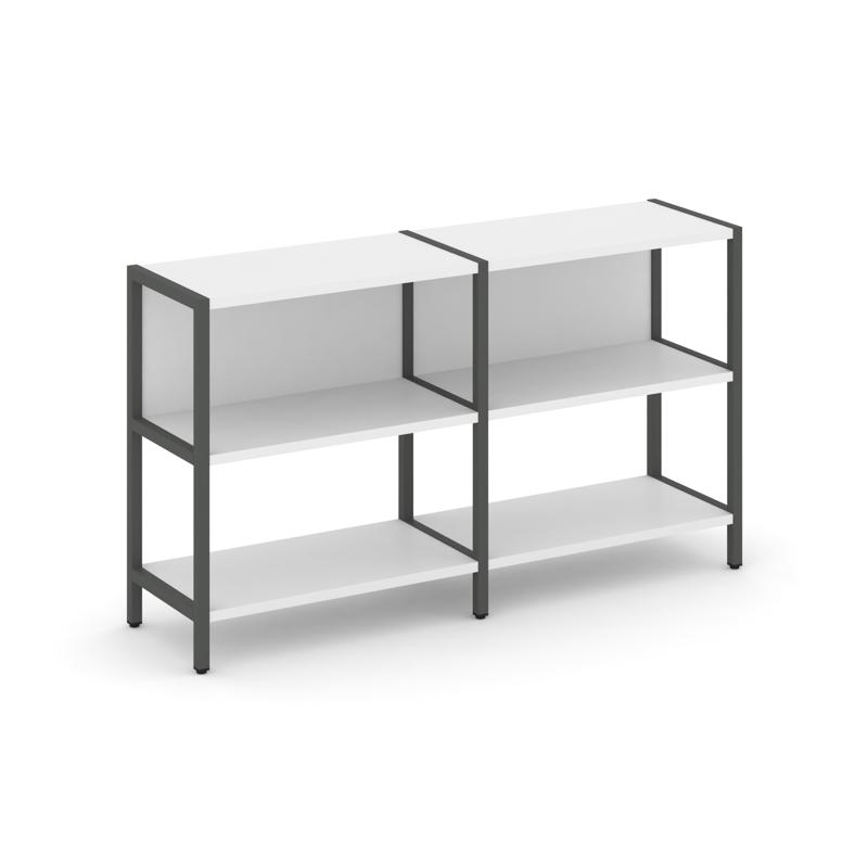 Shelf System Двухсекционный стеллаж двухярусный SN.STM-221 Белый/Металл Антрацит 1590*400*879