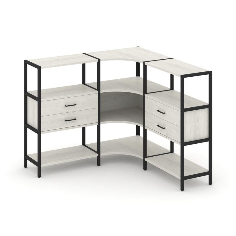 Shelf System Трехсекционный угловой стеллаж трехярусный с ящиками SN.STMU-331 Дуб Наварра/Металл Чер