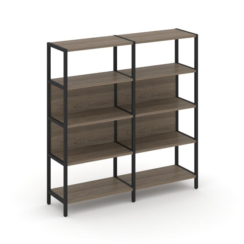 Shelf System Двухсекционный стеллаж четырехярусный SN.STM-421 Вяз Благородный/Металл Черный 1590*400