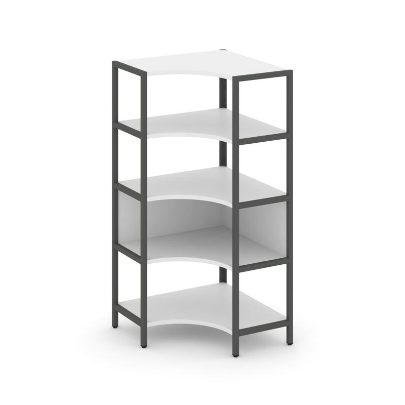 Shelf System Односекционный угловой стеллаж четырехярусный SN.STMU-411 Белый/Металл Антрацит 810*810