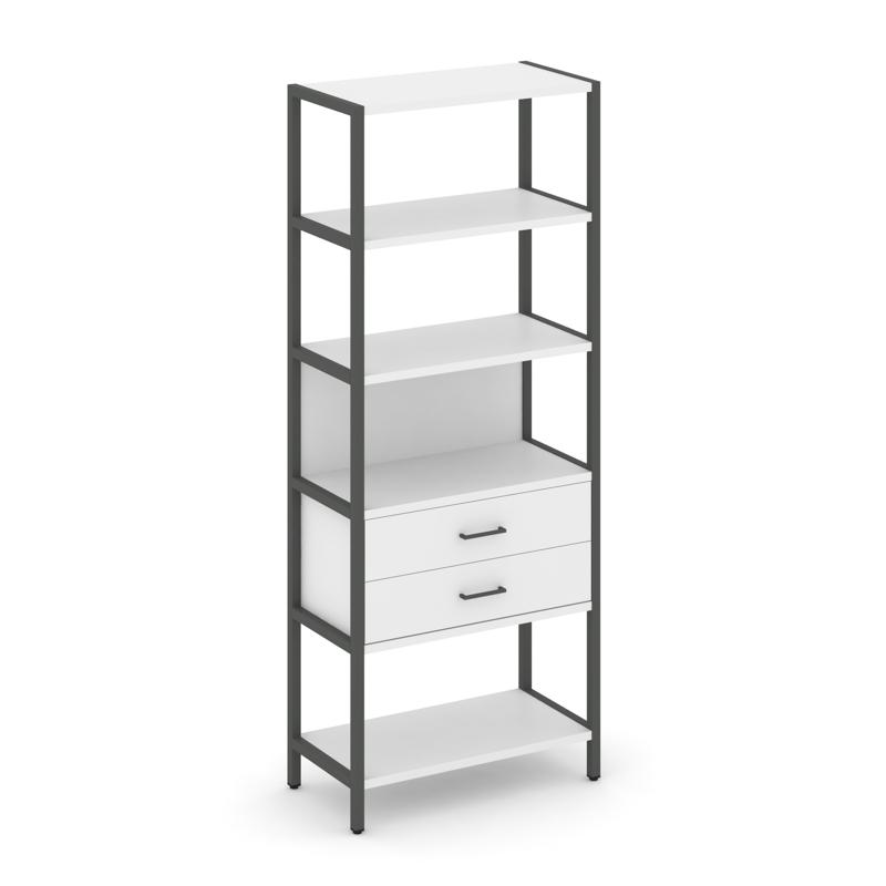 Shelf System Односекционный стеллаж пятиярусный с ящиками SN.STM-512 Белый/Металл Антрацит 810*400*1