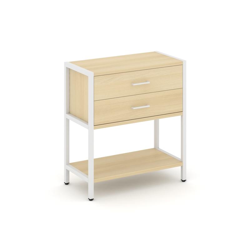 Shelf System Односекционный стеллаж двухярусный с ящиками SN.STM-212 Акация Лорка/Металл Белый 810*4