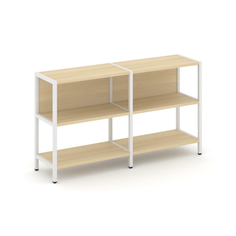 Shelf System Двухсекционный стеллаж двухярусный SN.STM-221 Акация Лорка/Металл Белый 1590*400*879