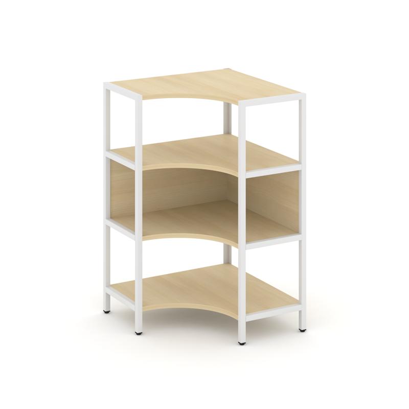 Shelf System Односекционный угловой стеллаж трехярусный SN.STMU-311 Акация Лорка/Металл Белый 810*81