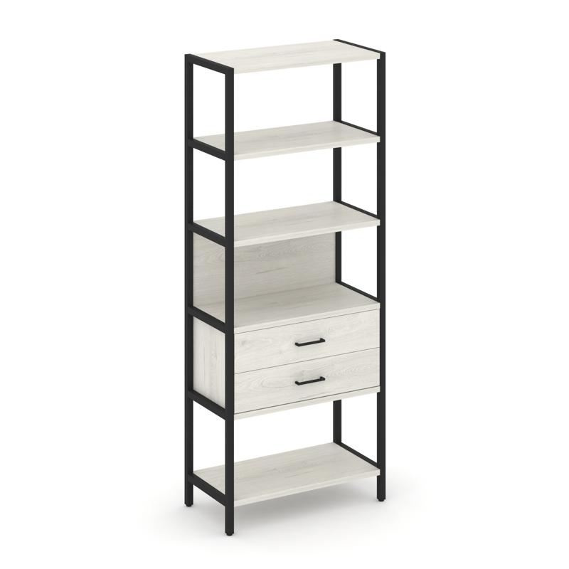 Shelf System Односекционный стеллаж пятиярусный с ящиками SN.STM-512 Дуб Наварра/Металл Черный 810*4