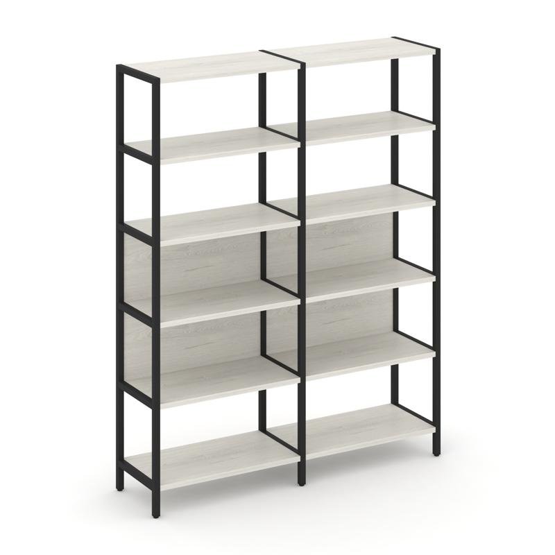 Shelf System Двухсекционный стеллаж пятиярусный SN.STM-521 Дуб Наварра/Металл Черный 1590*400*1980