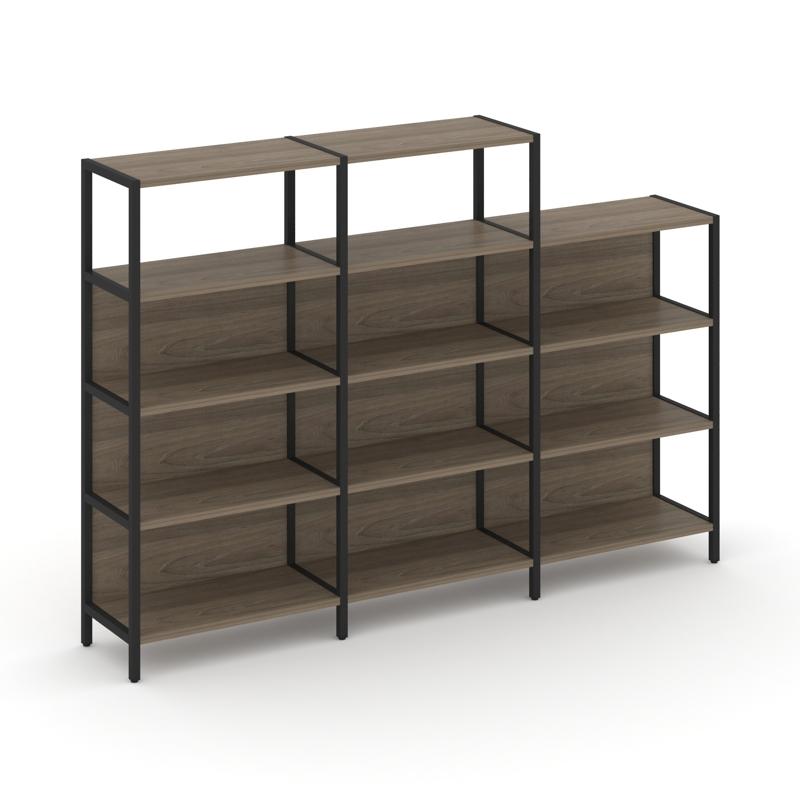Shelf System Трехсекционный стеллаж четырех/трехярусный SN.STM-432 Вяз Благородный/Металл Черный 237