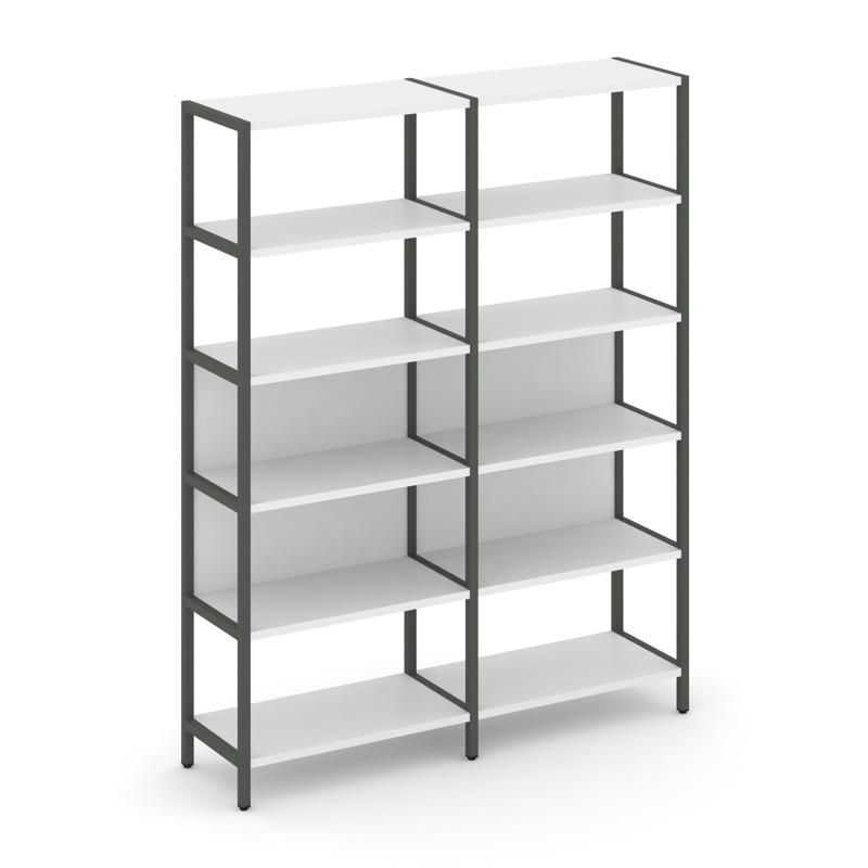 Shelf System Двухсекционный стеллаж пятиярусный SN.STM-521 Белый/Металл Антрацит 1590*400*1980