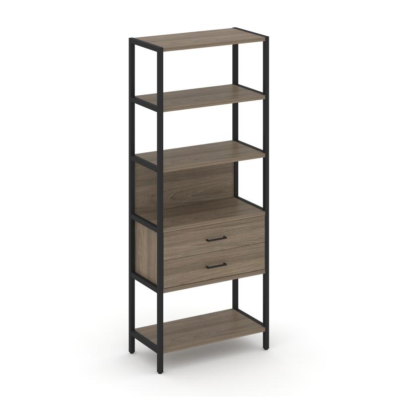 Shelf System Односекционный стеллаж пятиярусный с ящиками SN.STM-512 Вяз Благородный/Металл Черный 8