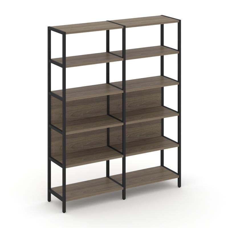 Shelf System Двухсекционный стеллаж пятиярусный SN.STM-521 Вяз Благородный/Металл Черный 1590*400*19