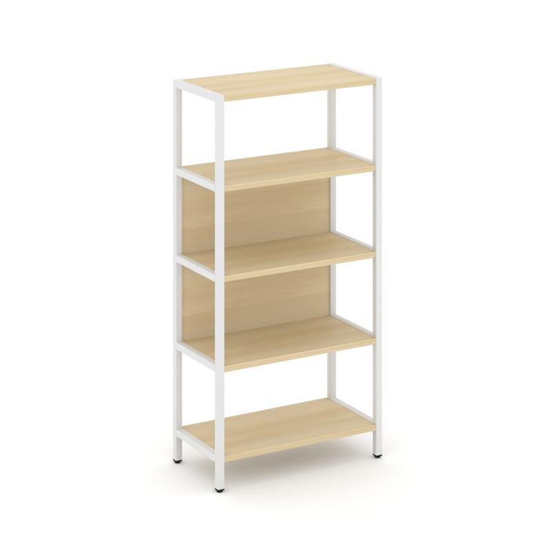 Shelf System Односекционный стеллаж четырехярусный SN.STM-411 Акация Лорка/Металл Белый 810*400*1613