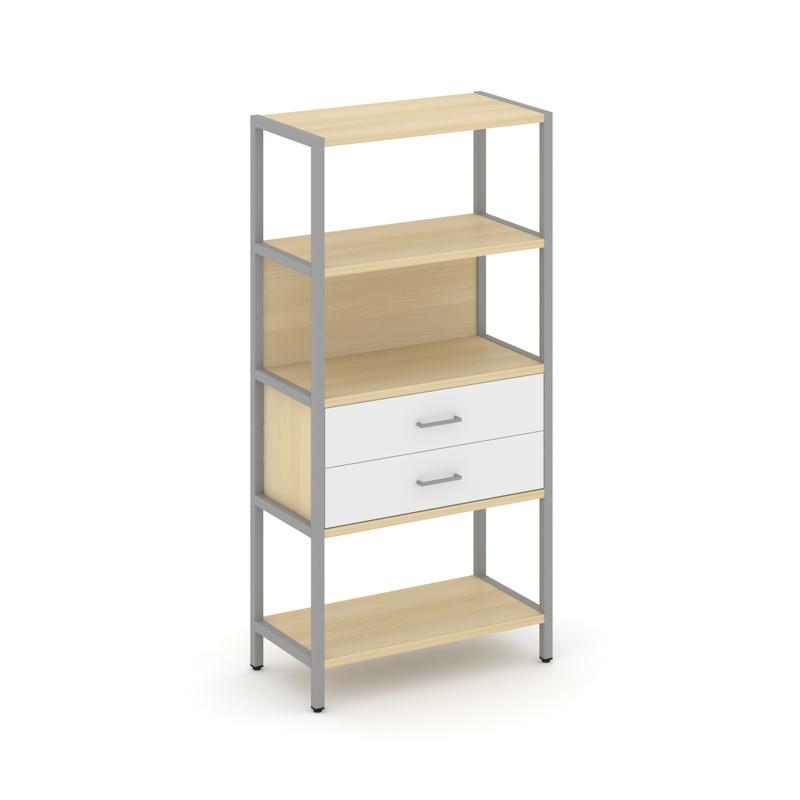 Shelf System Односекционный стеллаж четырехярусный с ящиками SN.STM-412 Акация Лорка/Белый/Металл Се