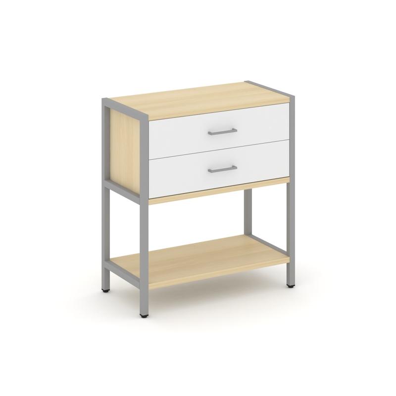Shelf System Односекционный стеллаж двухярусный с ящиками SN.STM-212 Акация Лорка/Белый/Металл Серый