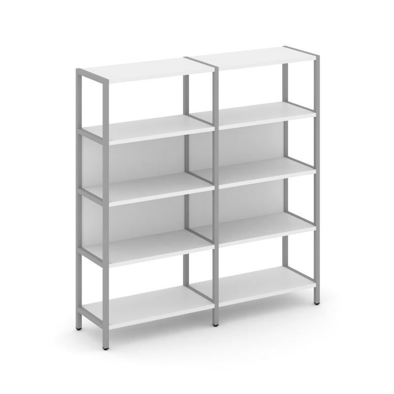 Shelf System Двухсекционный стеллаж четырехярусный SN.STM-421 Белый/Металл Серый 1590*400*1613