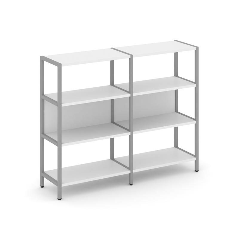 Shelf System Двухсекционный стеллаж трехярусный SN.STM-321 Белый/Металл Серый 1590*400*1246