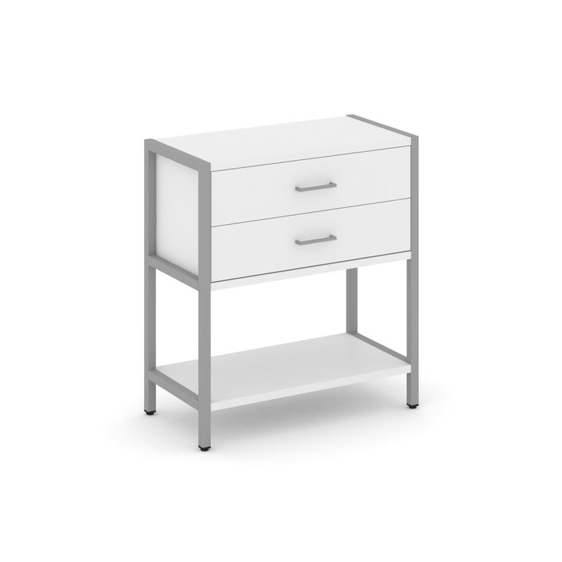 Shelf System Односекционный стеллаж двухярусный с ящиками SN.STM-212 Белый/Металл Серый 810*400*879