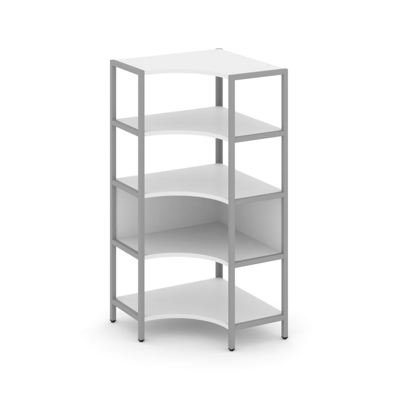 Shelf System Односекционный угловой стеллаж четырехярусный SN.STMU-411 Белый/Металл Серый 810*810*16