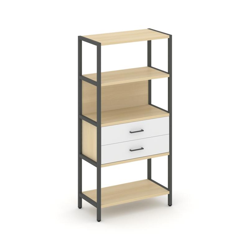 Shelf System Односекционный стеллаж четырехярусный с ящиками SN.STM-412 Акация Лорка/Белый/Металл Ан