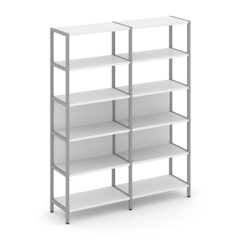 Shelf System Двухсекционный стеллаж пятиярусный SN.STM-521 Белый/Металл Серый 1590*400*1980