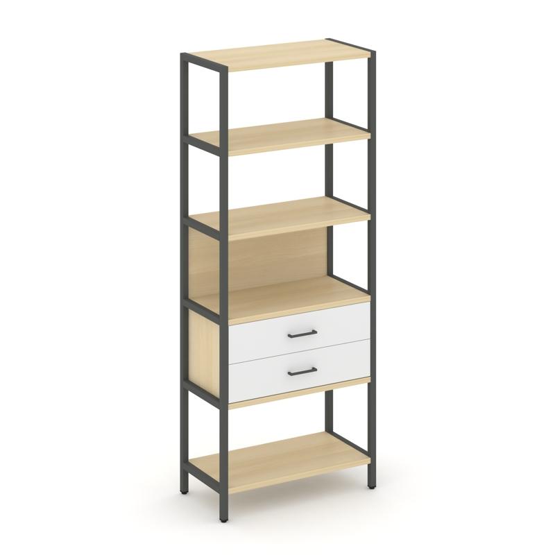 Shelf System Односекционный стеллаж пятиярусный с ящиками SN.STM-512 Акация Лорка/Белый/Металл Антра